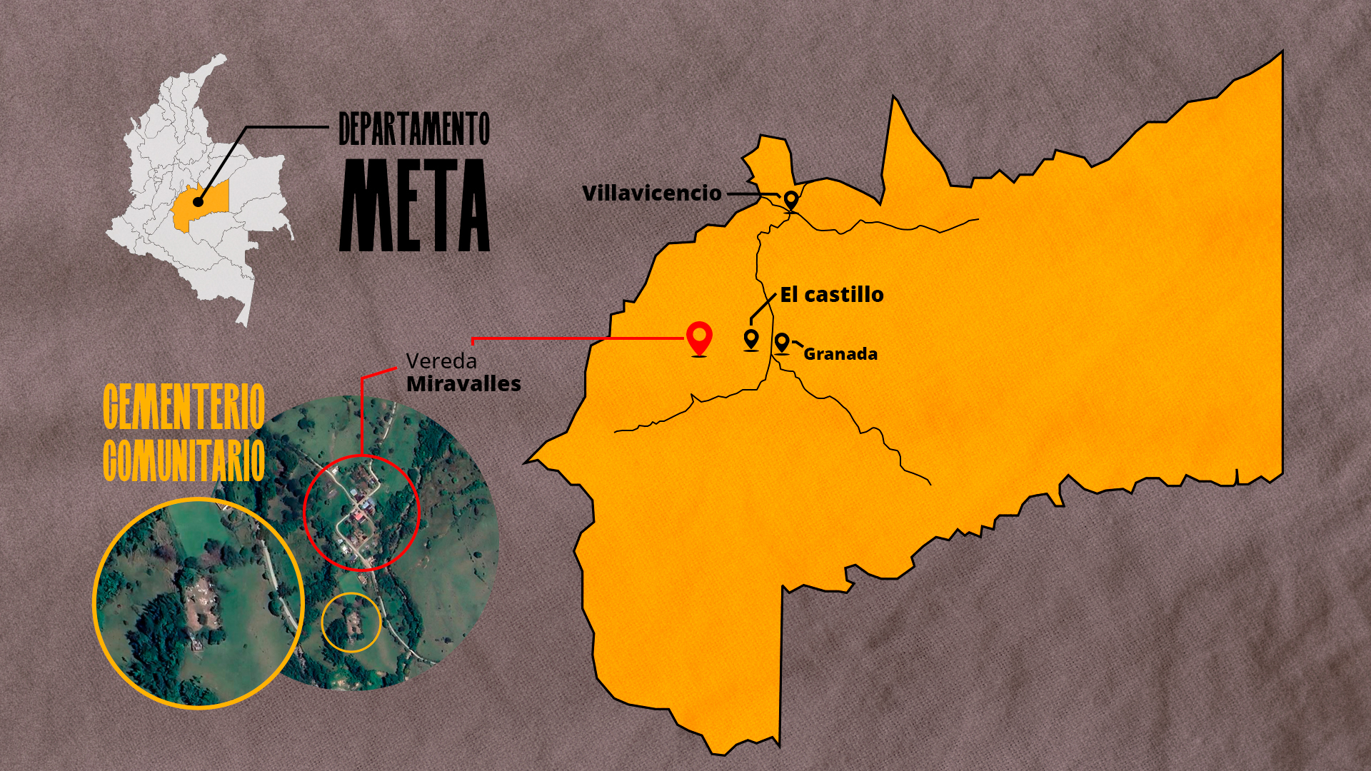 Mapa de ubicación de la vereda Miravalles en El Castillo, Meta